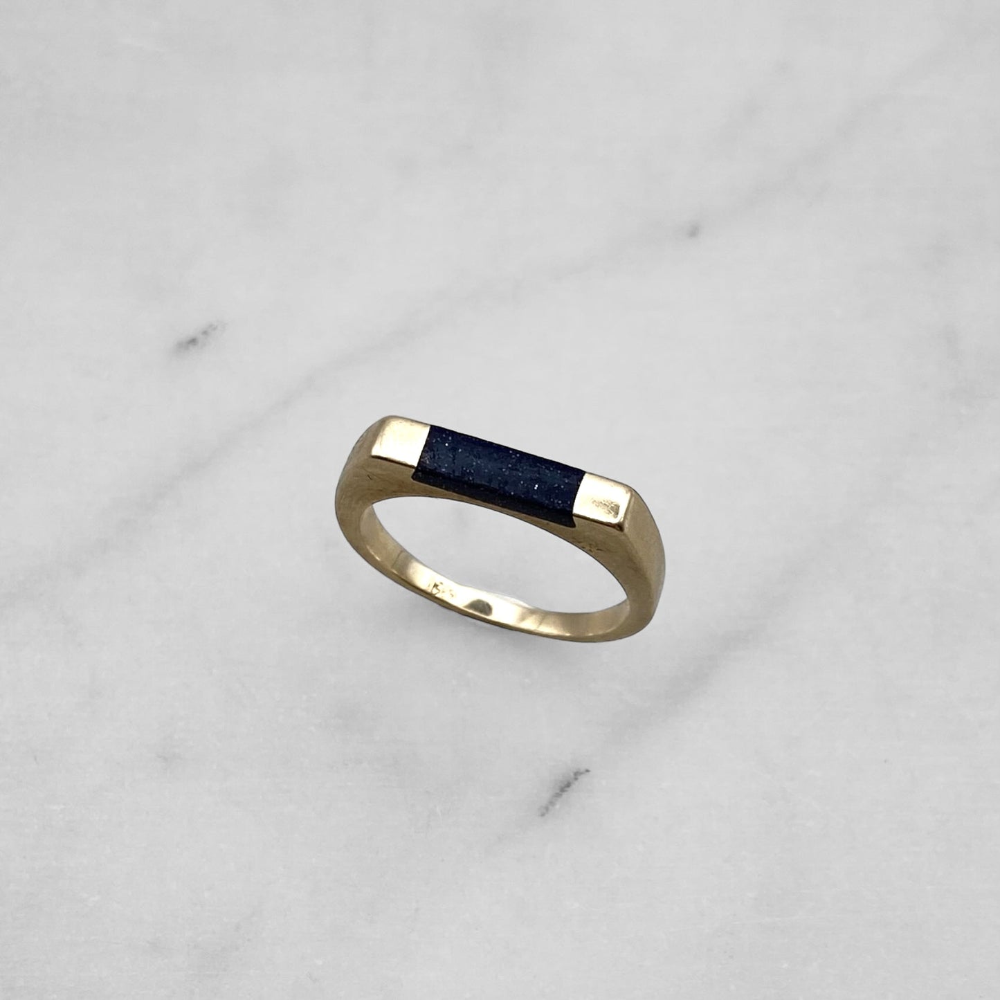 14k yellow gold ring with blue sandstone